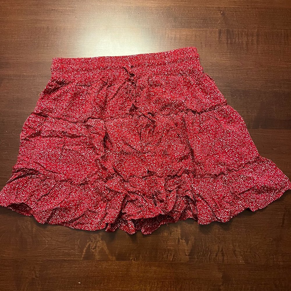Princess Polly tiered mini skirt red